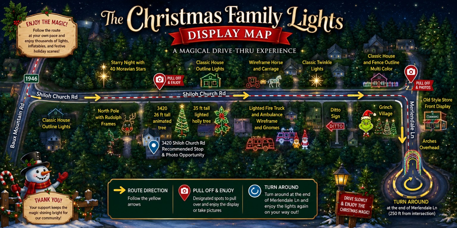 The Christmas Family Lights route map